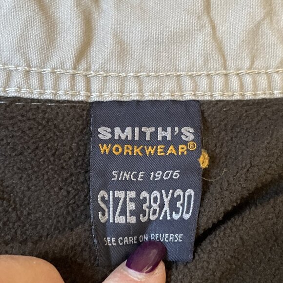 Smith's Workwear Fleece Lined Pants Mens 38X28.5 Beige Cargo Utility Outdoor - Picture 6 of 9